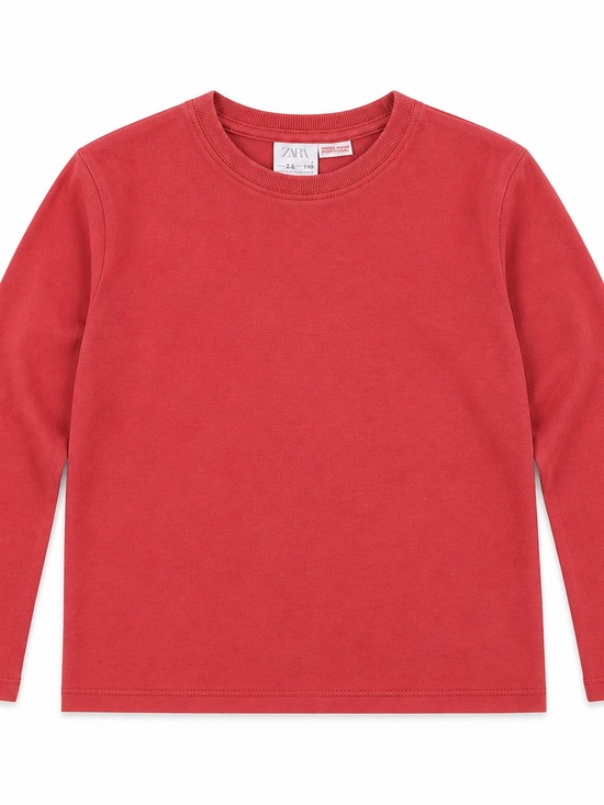 Zara Other - ZARA Kids Long-Sleeve Crewneck Top - Coral Red 4/5 years